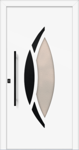 Mélissa ad - jednostranný překryv; barva - ral9016; aplikace - černá; prosklení - crepi; madlo - mdb02k; rozeta - rebr2