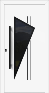 Lenka as - jednostranný překryv; barva - ral9016; rámeček - černý; prosklení - stopsol šedý; madlo - mdb15k; rozeta - rebr6